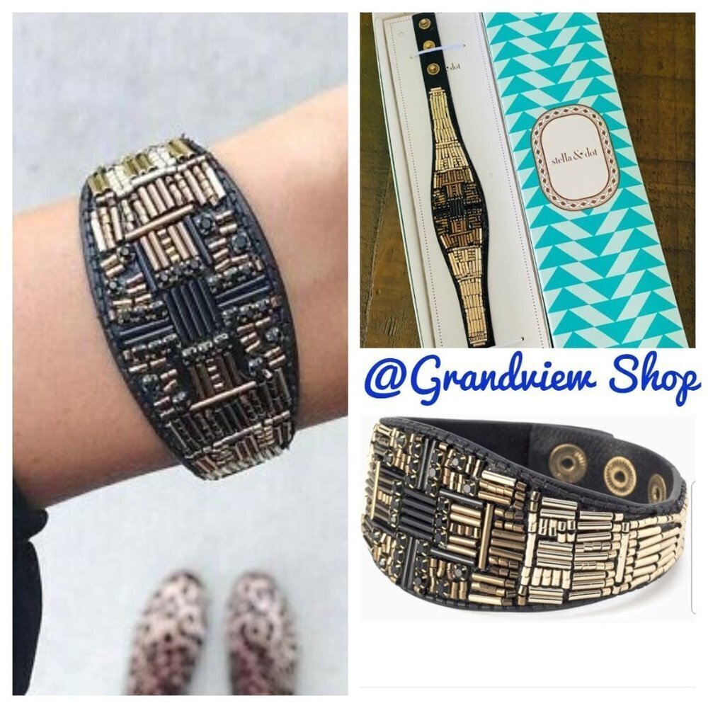 Stella & Dot Jasper Ombré Hand Beaded Cuff Bracelet NWT